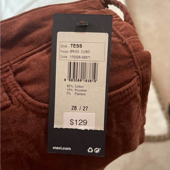 Mavi Tess Rust Corduroy Skinny Pant - Picture 3 of 3
